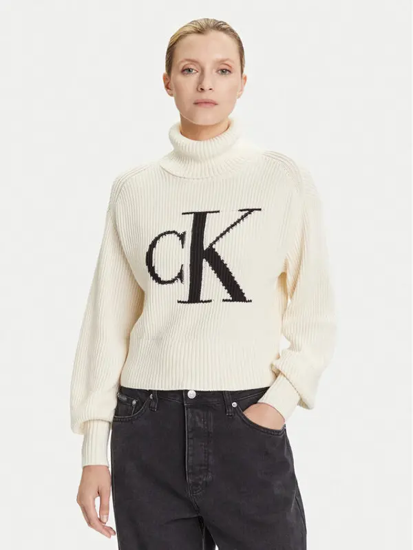 Calvin Klein Jeans Calvin Klein Jeans Dolčevita LV047D349G Écru Loose Fit