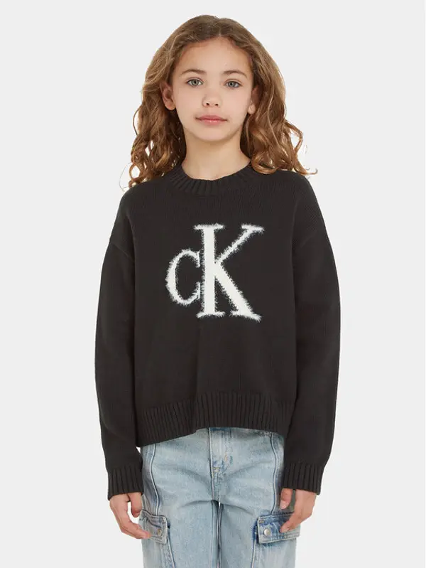 Calvin Klein Jeans Calvin Klein Jeans Džemper Fluffy Monogram IG0IG02220 Crna Regular Fit