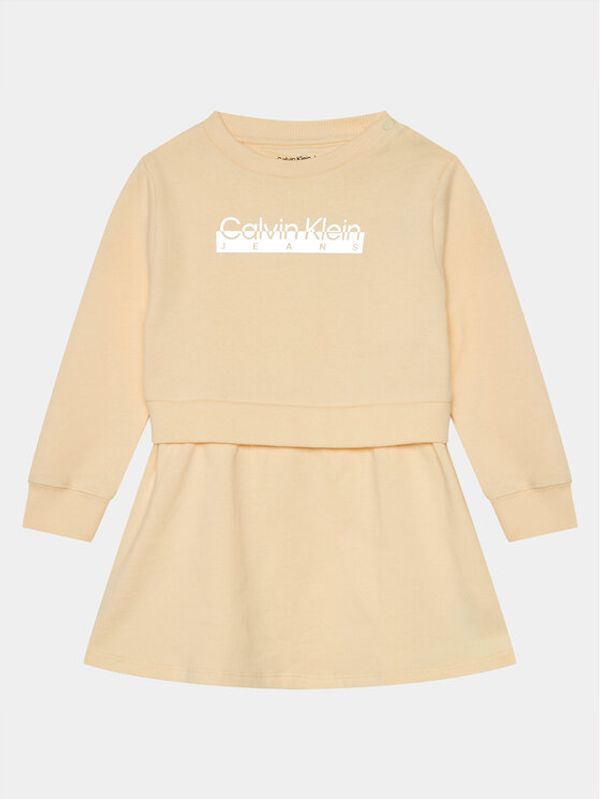 Calvin Klein Jeans Calvin Klein Jeans Džemper haljina Hero Logo IN0IN00153 Žuta Regular Fit