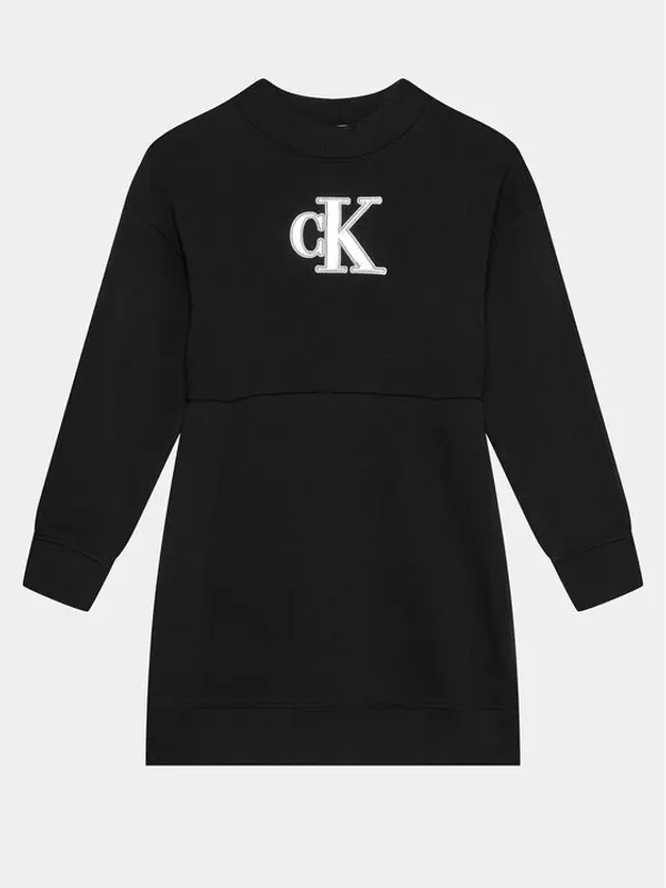 Calvin Klein Jeans Calvin Klein Jeans Džemper haljina Metallic Monogram IG0IG02315 Crna Regular Fit