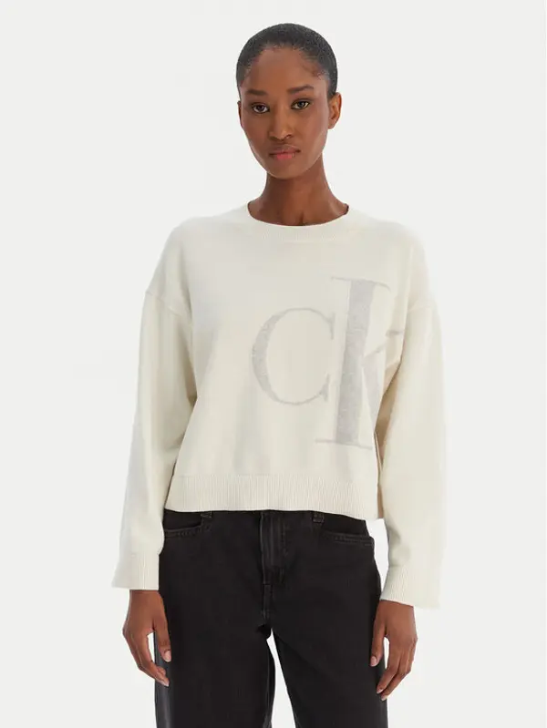 Calvin Klein Jeans Calvin Klein Jeans Džemper Smooth LV047E304G Bež Regular Fit