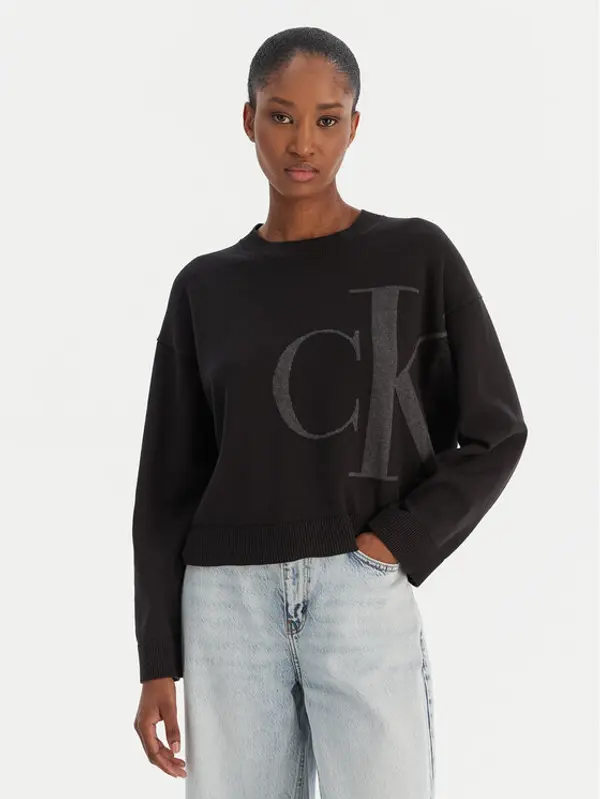 Calvin Klein Jeans Calvin Klein Jeans Džemper Smooth LV047E304G Crna Regular Fit