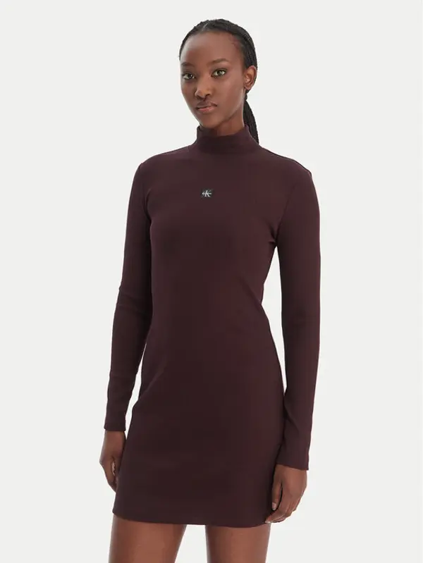 Calvin Klein Jeans Calvin Klein Jeans Haljina za svaki dan LV047E204G Smeđa Slim Fit