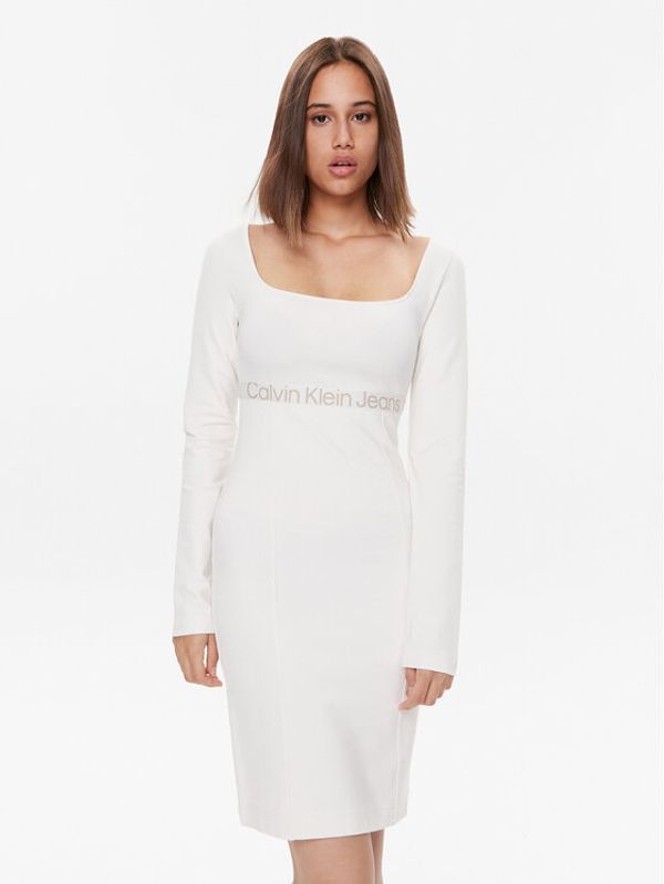 Calvin Klein Jeans Calvin Klein Jeans Haljina za svaki dan Milano J20J221989 Écru Slim Fit