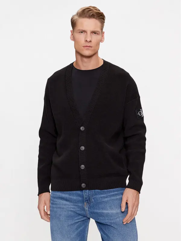 Calvin Klein Jeans Calvin Klein Jeans Kardigan Badge Skater J30J324327 Crna Relaxed Fit