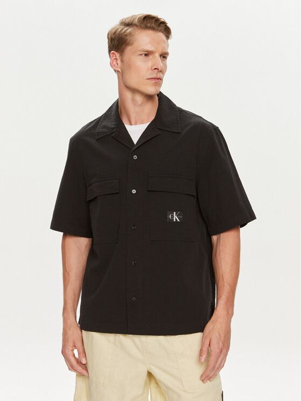 Calvin Klein Jeans Calvin Klein Jeans Košulja Seersucker J30J325175 Crna Relaxed Fit
