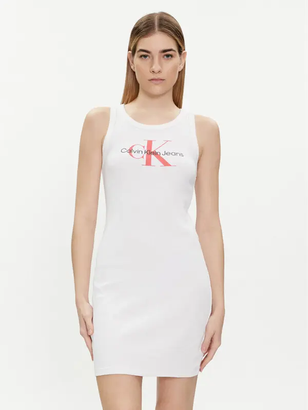 Calvin Klein Jeans Calvin Klein Jeans Ljetna haljina Archival Monologo J20J223069 Bijela Slim Fit