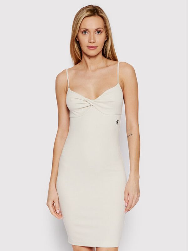 Calvin Klein Jeans Calvin Klein Jeans Ljetna haljina J20J218402 Bež Slim Fit