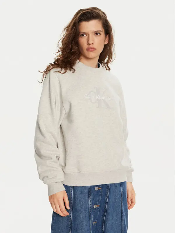 Calvin Klein Jeans Calvin Klein Jeans Majica dugih rukava Chenille J20J224652 Siva Regular Fit