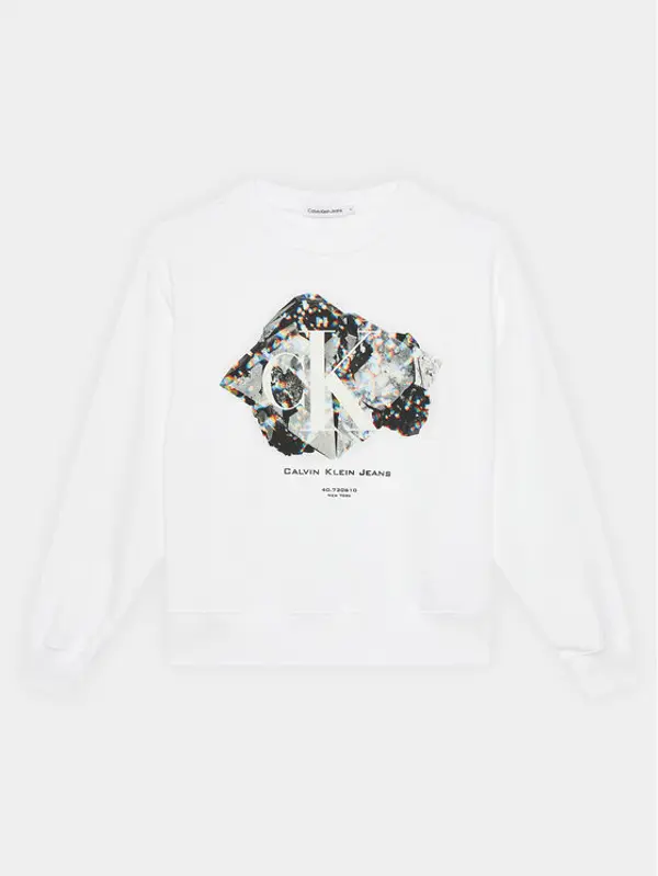 Calvin Klein Jeans Calvin Klein Jeans Majica dugih rukava Crystal Graphic IG0IG02306 Bijela Regular Fit