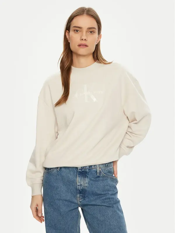 Calvin Klein Jeans Calvin Klein Jeans Majica dugih rukava Glossy Monologo J20J224724 Bež Regular Fit