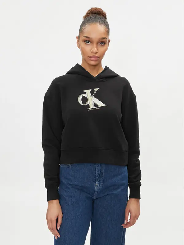 Calvin Klein Jeans Calvin Klein Jeans Majica dugih rukava Meta J20J223269 Crna Regular Fit
