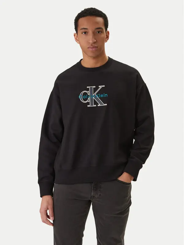 Calvin Klein Jeans Calvin Klein Jeans Majica dugih rukava Premium Monologo LV04RE200G Crna Regular Fit