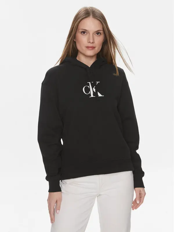 Calvin Klein Jeans Calvin Klein Jeans Majica dugih rukava Satin J20J223432 Crna Regular Fit
