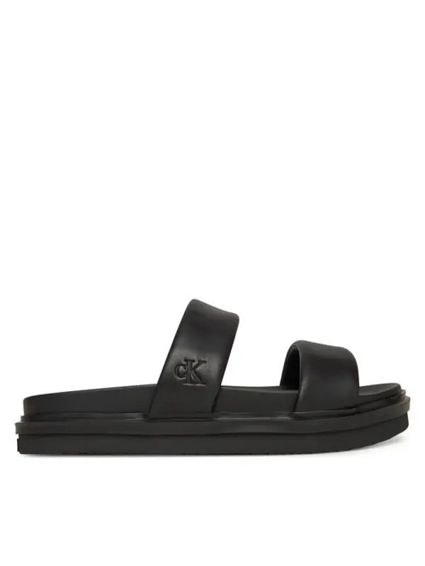Calvin Klein Jeans Calvin Klein Jeans Natikače Flat Molded Doublebar Sandal Lth YM0YM01226 Crna