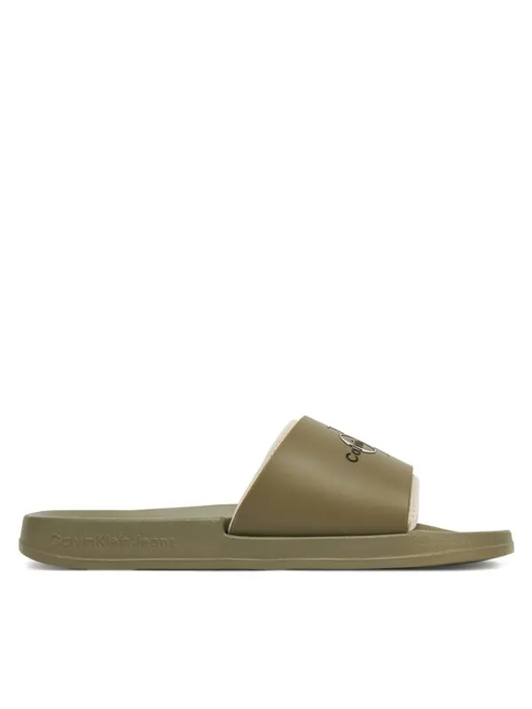 Calvin Klein Jeans Calvin Klein Jeans Natikače Slide Rubber Neoprene Monologo YM0YM00361 Kaki