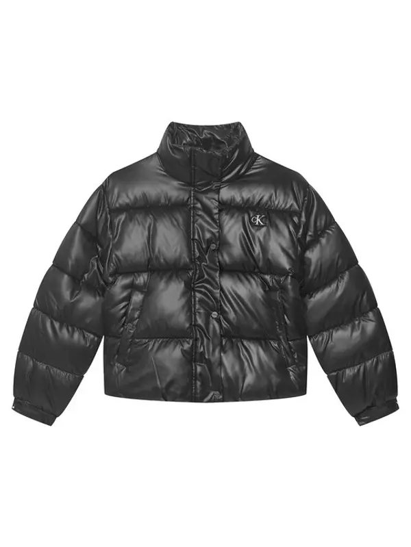 Calvin Klein Jeans Calvin Klein Jeans Prijelazna jakna Minime Shiny Short Puffer LVCKTJM01G Crna Regular Fit