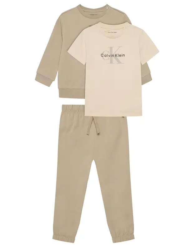 Calvin Klein Jeans Calvin Klein Jeans Set majica dugih rukava, majica i hlače Monogram IN0IN00336 Bež Regular Fit
