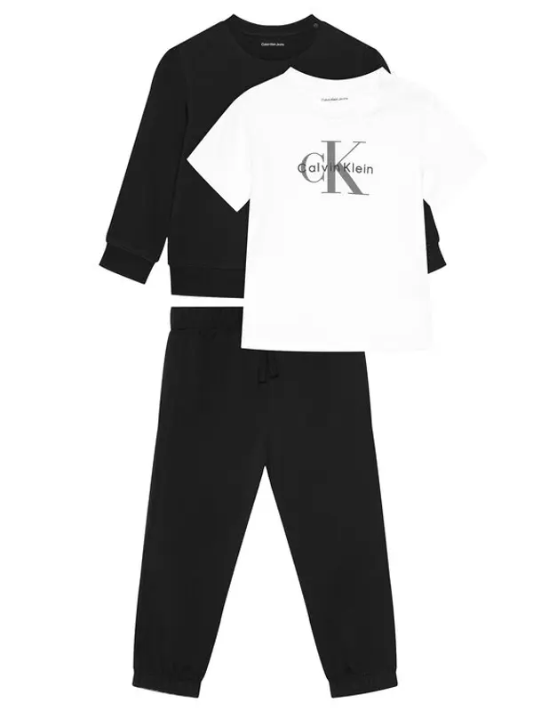 Calvin Klein Jeans Calvin Klein Jeans Set majica dugih rukava, majica i hlače Monogram IN0IN00336 Crna Regular Fit