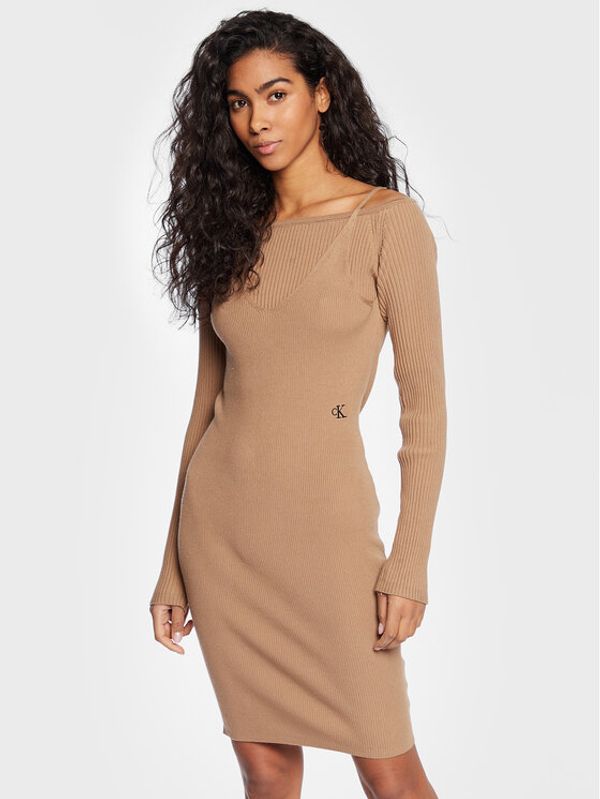 Calvin Klein Jeans Calvin Klein Jeans Set majica i haljina J20J220955 Bež Slim Fit