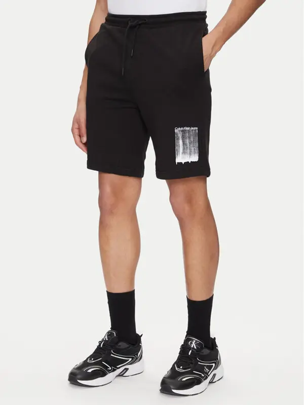 Calvin Klein Jeans Calvin Klein Jeans Sportske kratke hlače Brush Stroke J30J327528 Crna Regular Fit