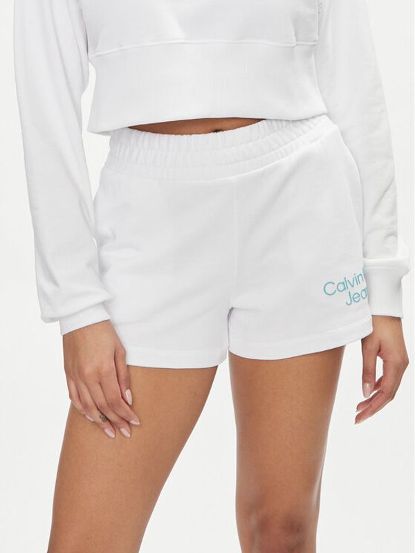 Calvin Klein Jeans Calvin Klein Jeans Sportske kratke hlače Stacked Institutional J20J223136 Bijela Relaxed Fit