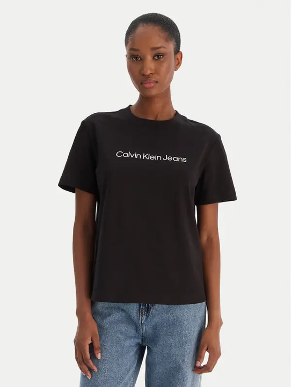 Calvin Klein Jeans Calvin Klein Jeans T-shirt A- Inst. Logo Classic LV047C912G Crna Regular Fit