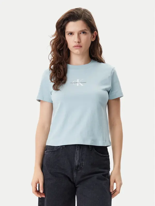 Calvin Klein Jeans Calvin Klein Jeans T-shirt Baby Tee J20J223113 Plava Slim Fit