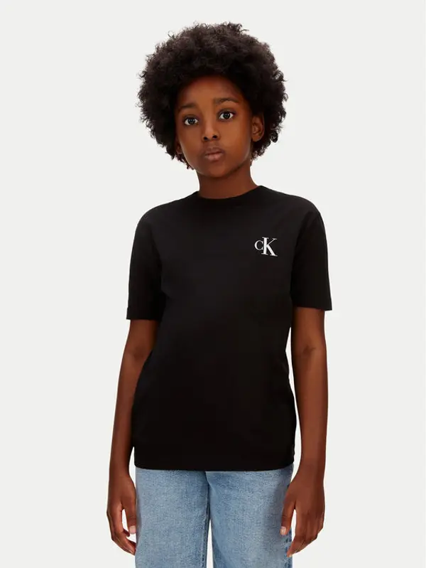 Calvin Klein Jeans Calvin Klein Jeans T-shirt Chest Monologo LV1CKSJA32 Crna Regular Fit