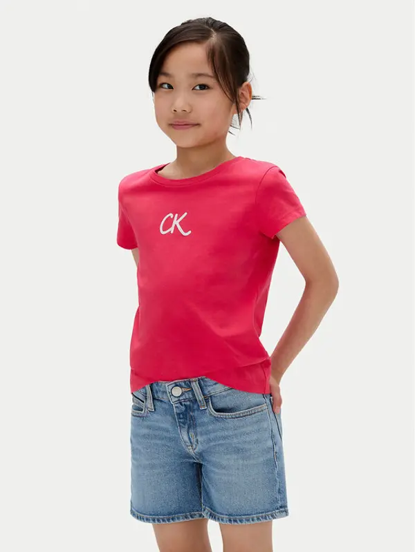 Calvin Klein Jeans Calvin Klein Jeans T-shirt Glitter IG0IG02972 D Ružičasta Slim Fit