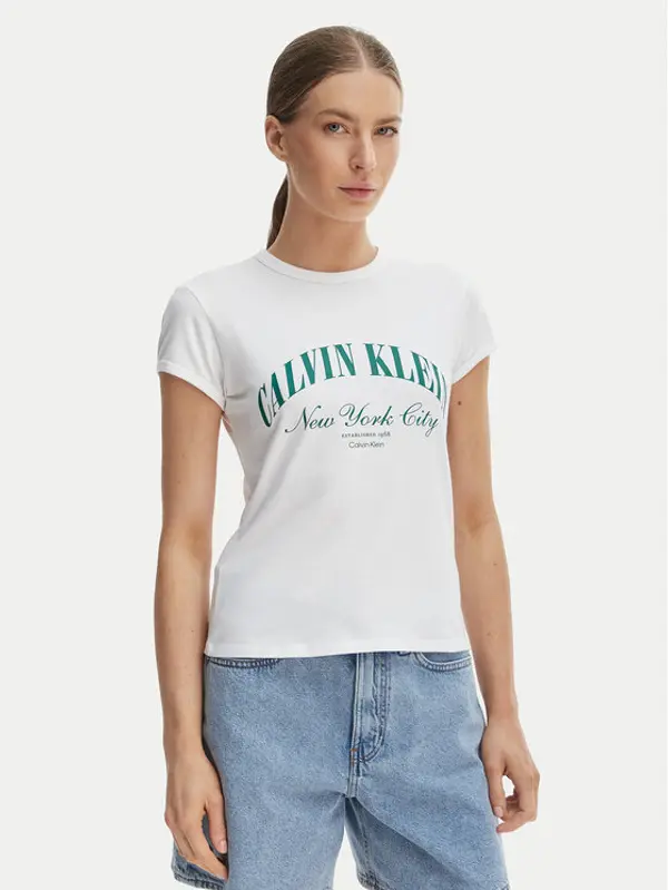 Calvin Klein Jeans Calvin Klein Jeans T-shirt Graphic Logo LV047F815G Bijela Slim Fit