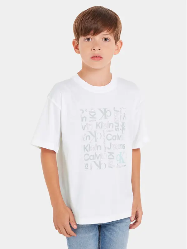 Calvin Klein Jeans Calvin Klein Jeans T-shirt Inst Ck Aop IB0IB02106 Bijela Boxy Fit