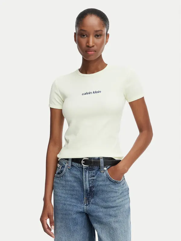 Calvin Klein Jeans Calvin Klein Jeans T-shirt LV047G816G Krem Slim Fit