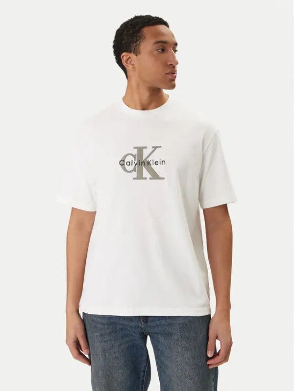 Calvin Klein Jeans Calvin Klein Jeans T-shirt Monologo Graphic LV04RE815G Bijela Regular Fit