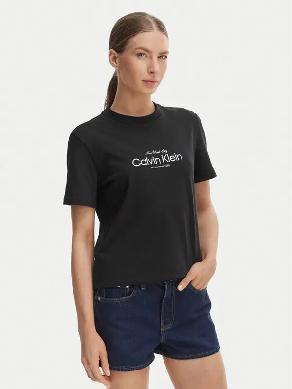 Calvin Klein Jeans Calvin Klein Jeans T-shirt NYC Logo LV047F810G Crna Classic Fit