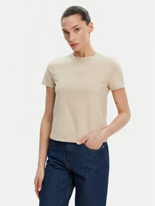 Calvin Klein Jeans Calvin Klein Jeans T-shirt Placed Institutional J20J225524 Bež Slim Fit