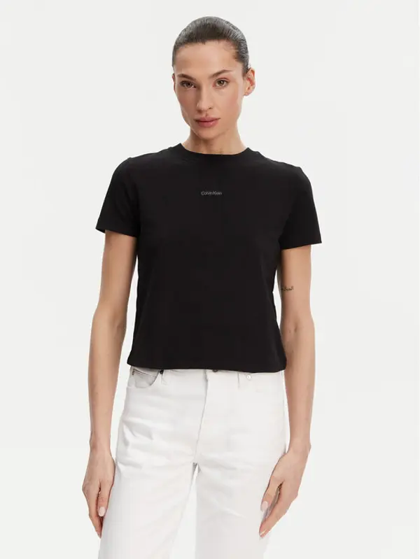 Calvin Klein Jeans Calvin Klein Jeans T-shirt Placed Institutional J20J225524 Crna Slim Fit