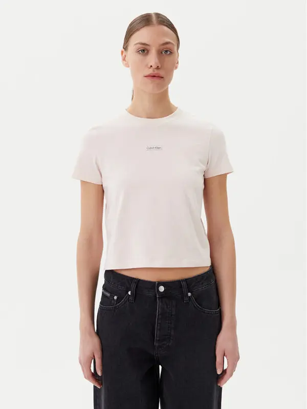 Calvin Klein Jeans Calvin Klein Jeans T-shirt Placed Institutional J20J225524 Ružičasta Slim Fit