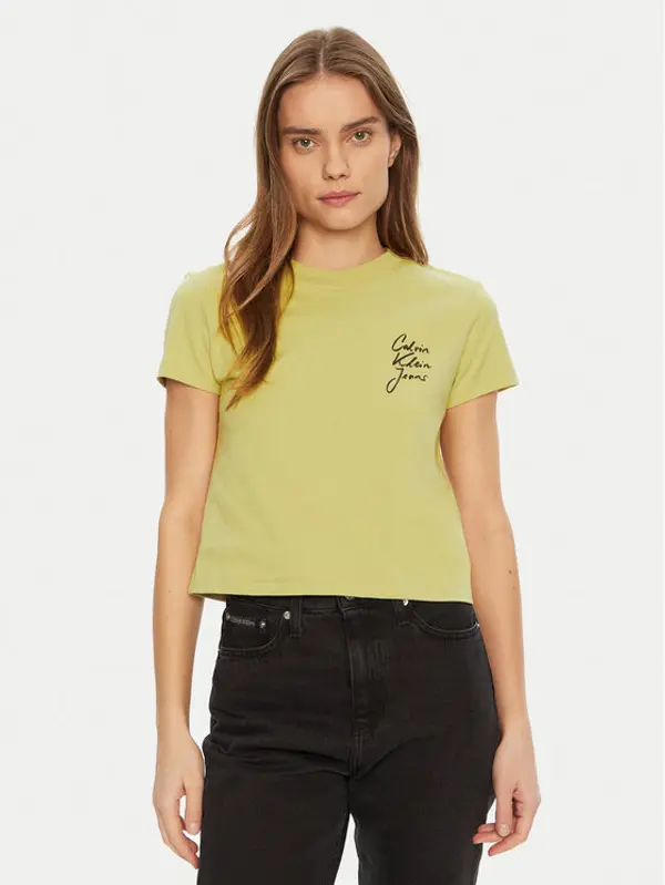 Calvin Klein Jeans Calvin Klein Jeans T-shirt Script Institutional J20J224984 Zelena Slim Fit