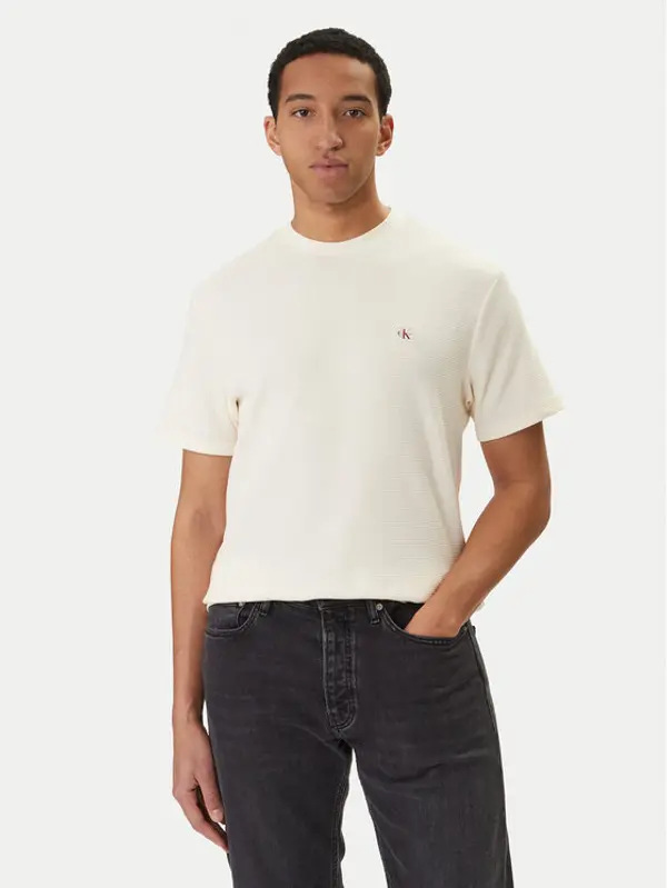 Calvin Klein Jeans Calvin Klein Jeans T-shirt Waffle Badge LV04RD008G Bež Regular Fit