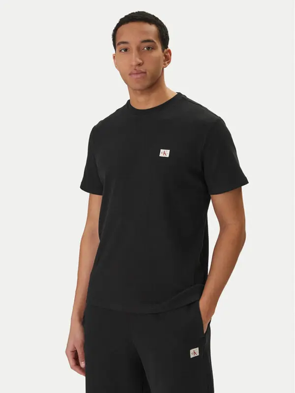 Calvin Klein Jeans Calvin Klein Jeans T-shirt Waffle Badge LV04RD008G Crna Regular Fit
