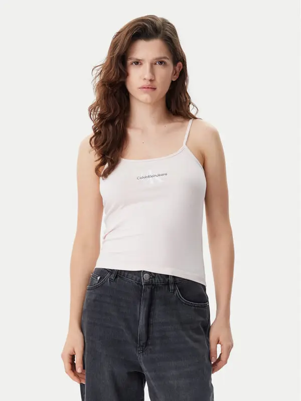 Calvin Klein Jeans Calvin Klein Jeans Top Monologo J20J223105 Ružičasta Slim Fit
