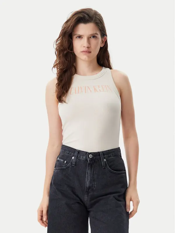 Calvin Klein Jeans Calvin Klein Jeans Top Varsity J20J225520 Bež Slim Fit