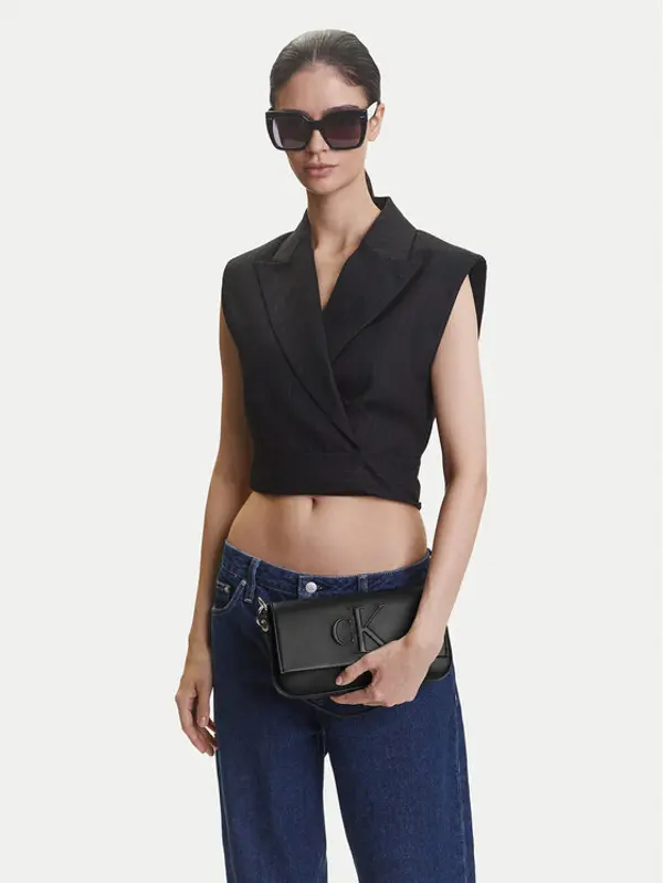 Calvin Klein Jeans Calvin Klein Jeans Torbica Sculpted Flap Shoulder Pouch LV04K3148G Crna