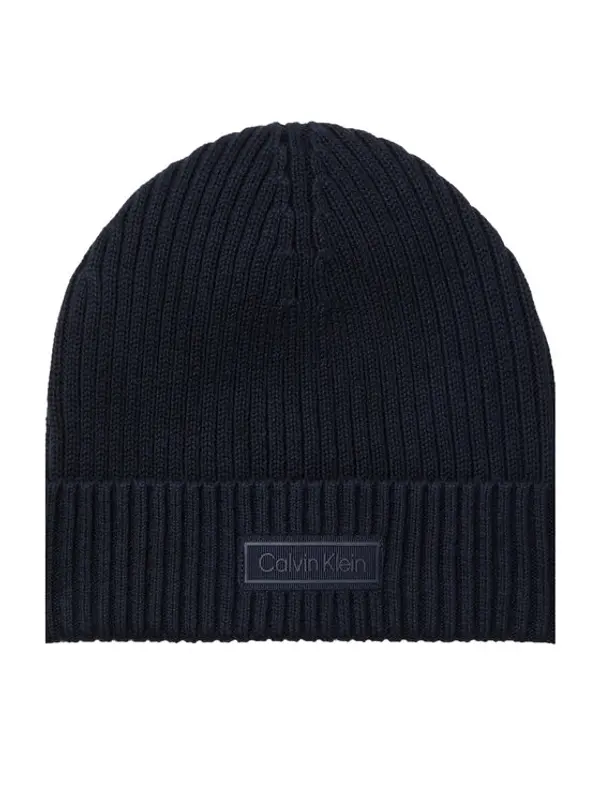 Calvin Klein Calvin Klein Kapa Patch Chunky Rib Cotton Beanie LV04D8053G Tamnoplava