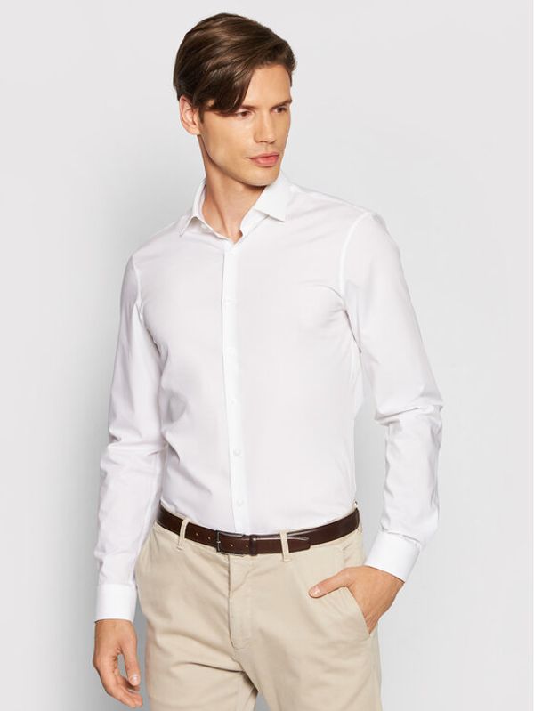 Calvin Klein Calvin Klein Košulja 2ply Poplin Stretch Slim Shirt K10K103025 Bijela Slim Fit
