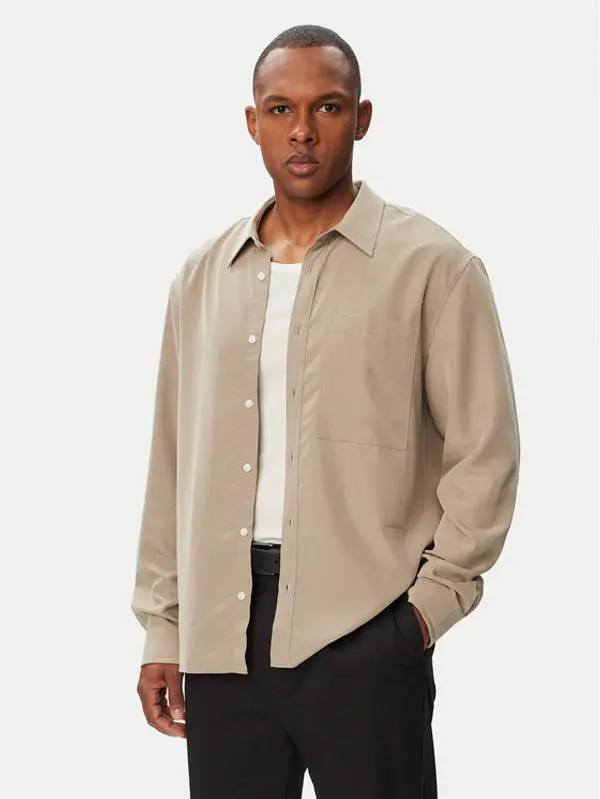 Calvin Klein Calvin Klein Košulja Ls Drapey LV04LF113G Tamno bež Regular Fit