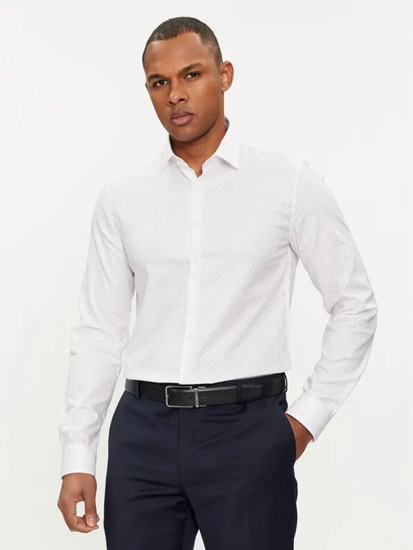 Calvin Klein Calvin Klein Košulja Micro Dot K10K112884 Bijela Slim Fit