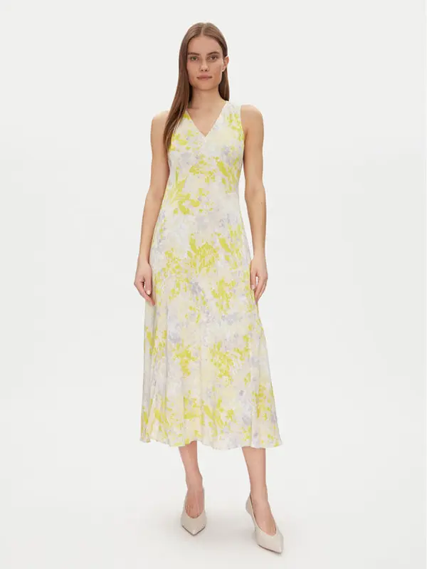 Calvin Klein Calvin Klein Ljetna haljina Print Abstract Ecovero Vn Dress LV044B059G Žuta Regular Fit