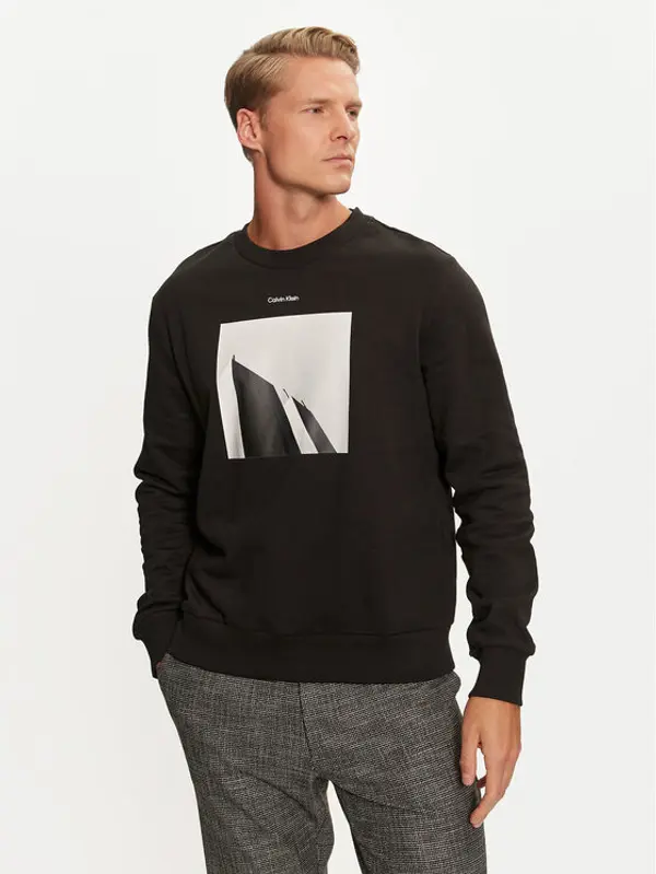 Calvin Klein Calvin Klein Majica dugih rukava City Photo K10K113563 Crna Regular Fit
